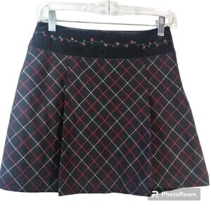Genuine Girl Black Pleated Plaid Holiday Skirt Size 14